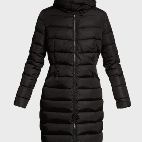 Moncler Flammette Womens High Neck Puffer Coat Black Size 0 (Parka Winter, Down) - Picture 2 of 7